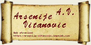 Arsenije Vitanović vizit kartica